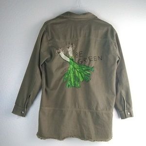 Zara trafaluc S utility military jean jacket